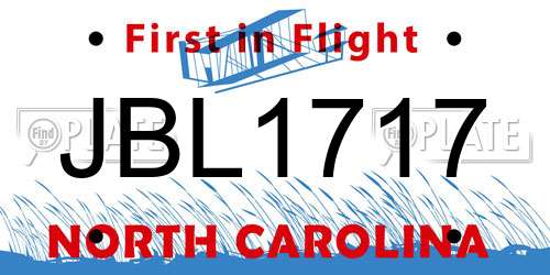 JBL1717 North Carolina License Plate