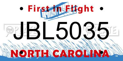 JBL5035 North Carolina License Plate