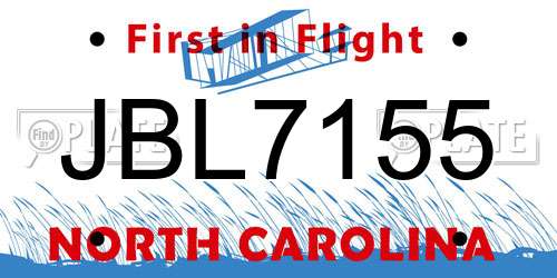 JBL7155 North Carolina License Plate