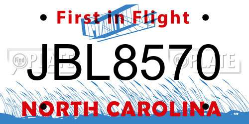 JBL8570 North Carolina License Plate