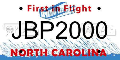 JBP2000 North Carolina License Plate