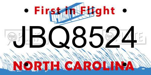 JBQ8524 North Carolina License Plate