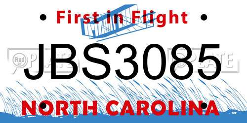 JBS3085 North Carolina License Plate