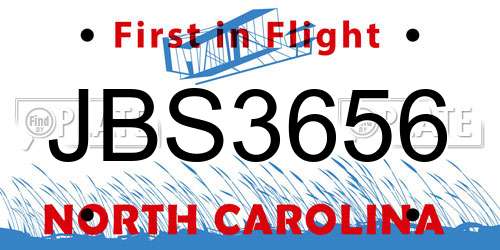 JBS3656 North Carolina License Plate