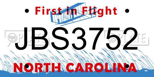 JBS3752 North Carolina License Plate