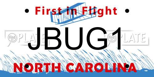 JBUG1 North Carolina License Plate
