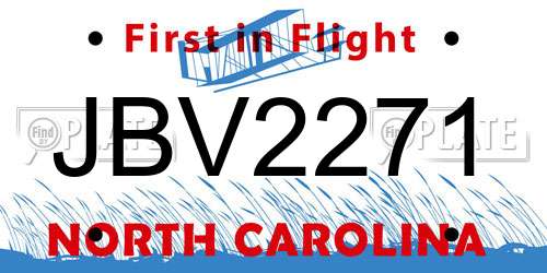 JBV2271 North Carolina License Plate