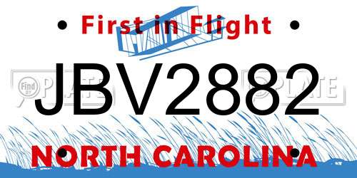 JBV2882 North Carolina License Plate