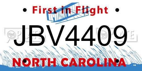 JBV4409 North Carolina License Plate