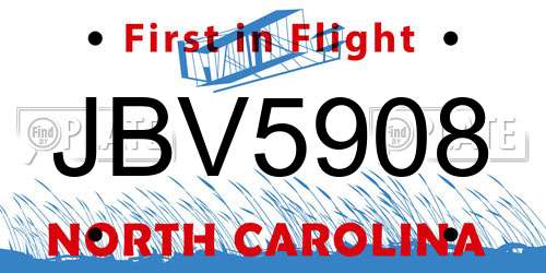 JBV5908 North Carolina License Plate