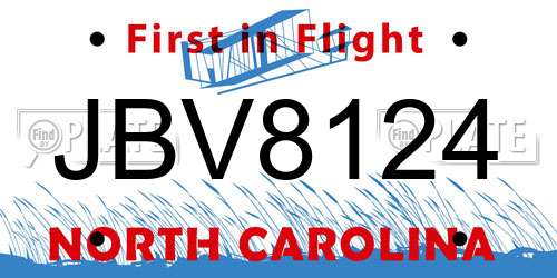JBV8124 North Carolina License Plate