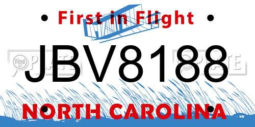 JBV8188 North Carolina License Plate