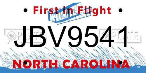 JBV9541 North Carolina License Plate