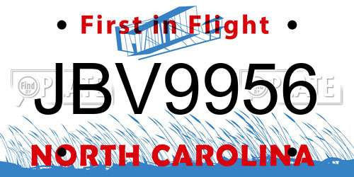 JBV9956 North Carolina License Plate