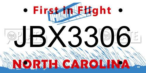 JBX3306 North Carolina License Plate
