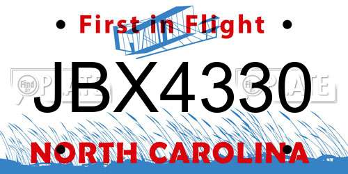 JBX4330 North Carolina License Plate