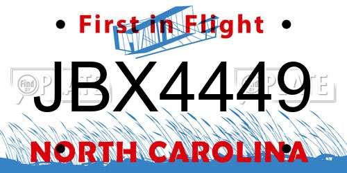 JBX4449 North Carolina License Plate