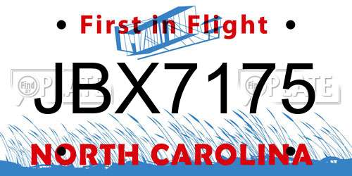 JBX7175 North Carolina License Plate