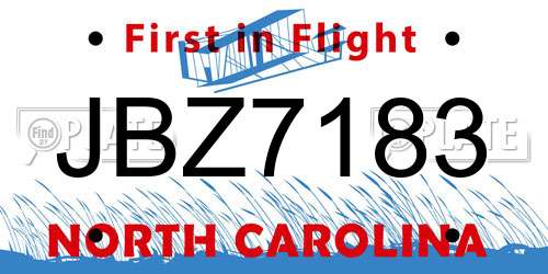 JBZ7183 North Carolina License Plate