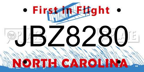 JBZ8280 North Carolina License Plate