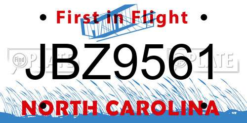JBZ9561 North Carolina License Plate