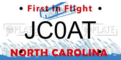 JC0AT North Carolina License Plate