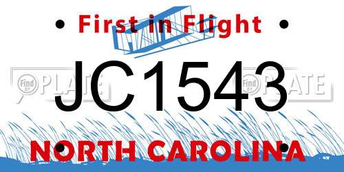 JC1543 North Carolina License Plate