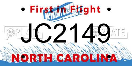 JC2149 North Carolina License Plate