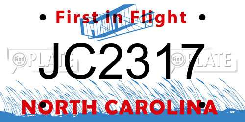 JC2317 North Carolina License Plate