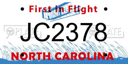 JC2378 North Carolina License Plate