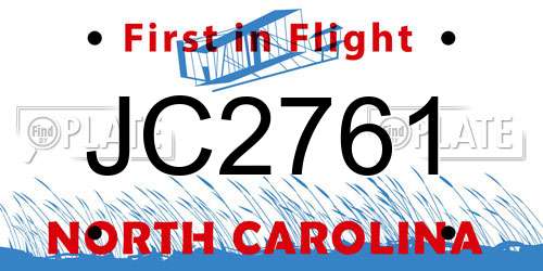 JC2761 North Carolina License Plate