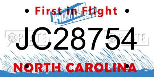 JC28754 North Carolina License Plate