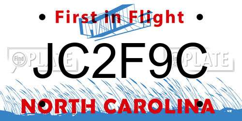 JC2F9C North Carolina License Plate