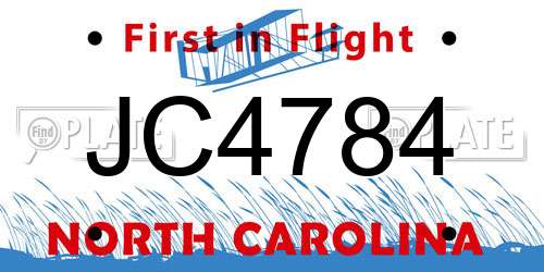 JC4784 North Carolina License Plate