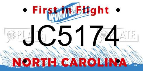 JC5174 North Carolina License Plate