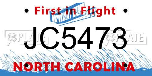 JC5473 North Carolina License Plate