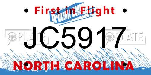 JC5917 North Carolina License Plate