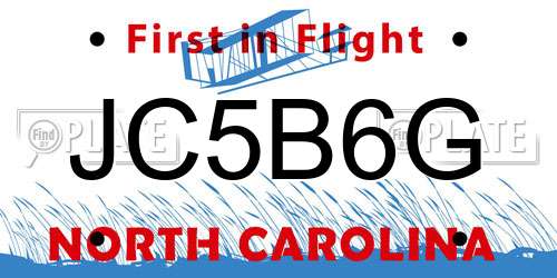 JC5B6G North Carolina License Plate