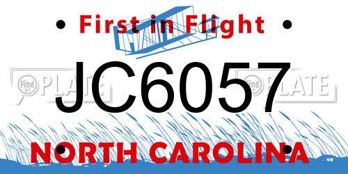 JC6057 North Carolina License Plate