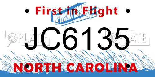 JC6135 North Carolina License Plate