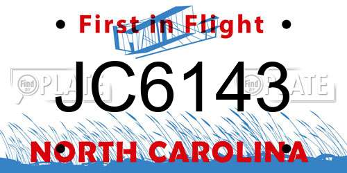 JC6143 North Carolina License Plate