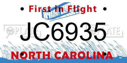 JC6935 North Carolina License Plate