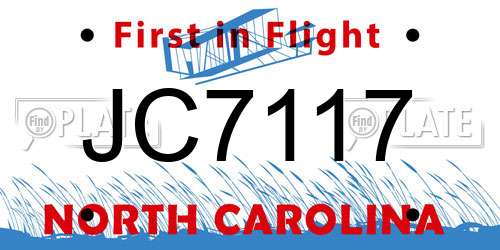 JC7117 North Carolina License Plate