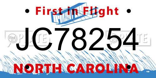 JC78254 North Carolina License Plate