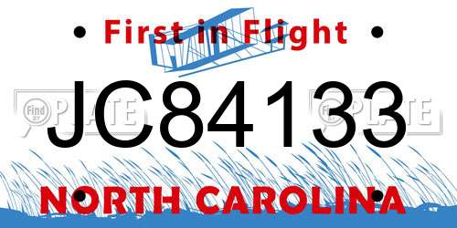JC84133 North Carolina License Plate