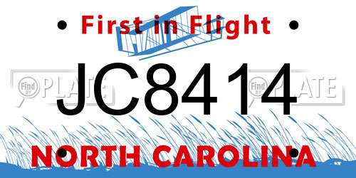 JC8414 North Carolina License Plate