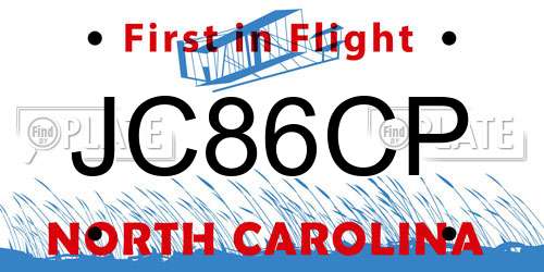 JC86CP North Carolina License Plate