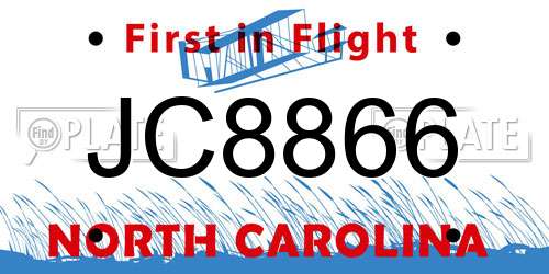 JC8866 North Carolina License Plate