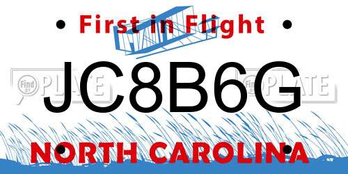 JC8B6G North Carolina License Plate