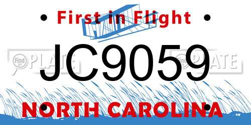 JC9059 North Carolina License Plate
